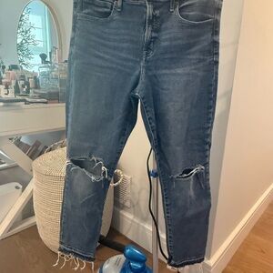 Distressed Blue Jeans